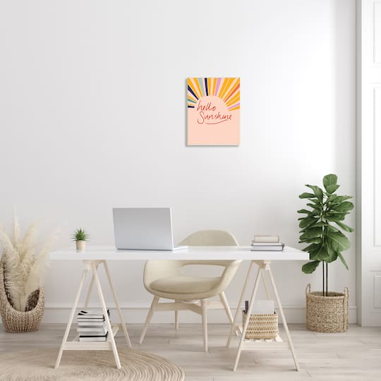 Stupell Industries Hello Sunshine Exclamation Sunrise Rainbow Rays Wall Plaque